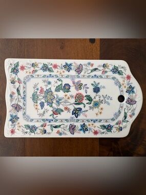 Floral Porcelain Cheese Tray, Trinket Tray Decorative Rectangle Andrea by Sadek